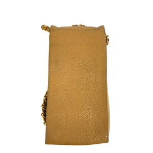 CHANEL Mobile Phone Case Chain Shoulder Bag Coco Mark Beige